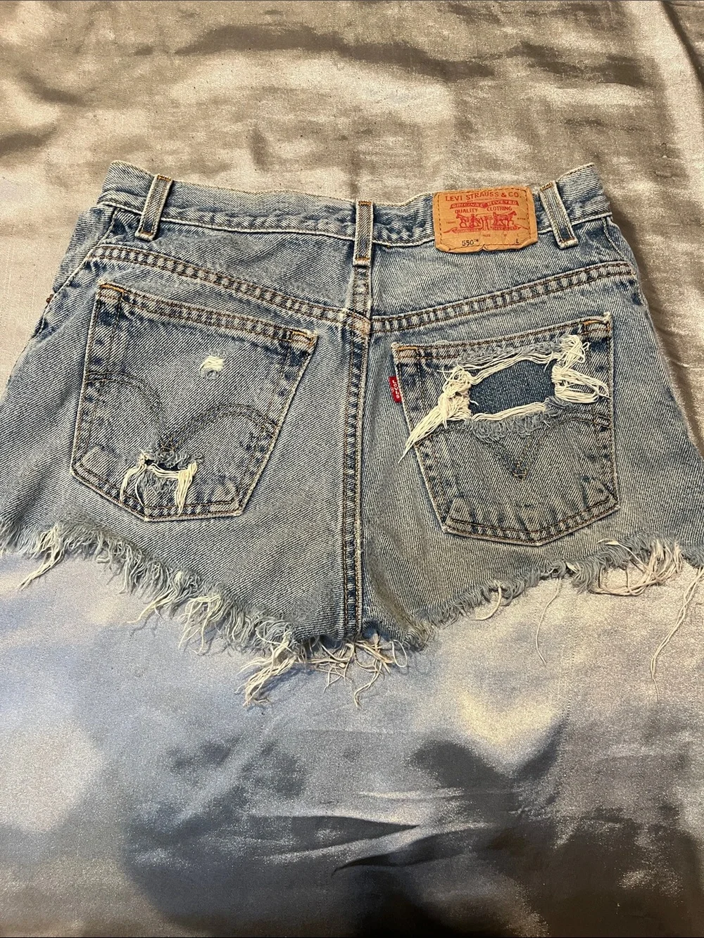Levi's Blue Distressed Denim Cutoff Shorts